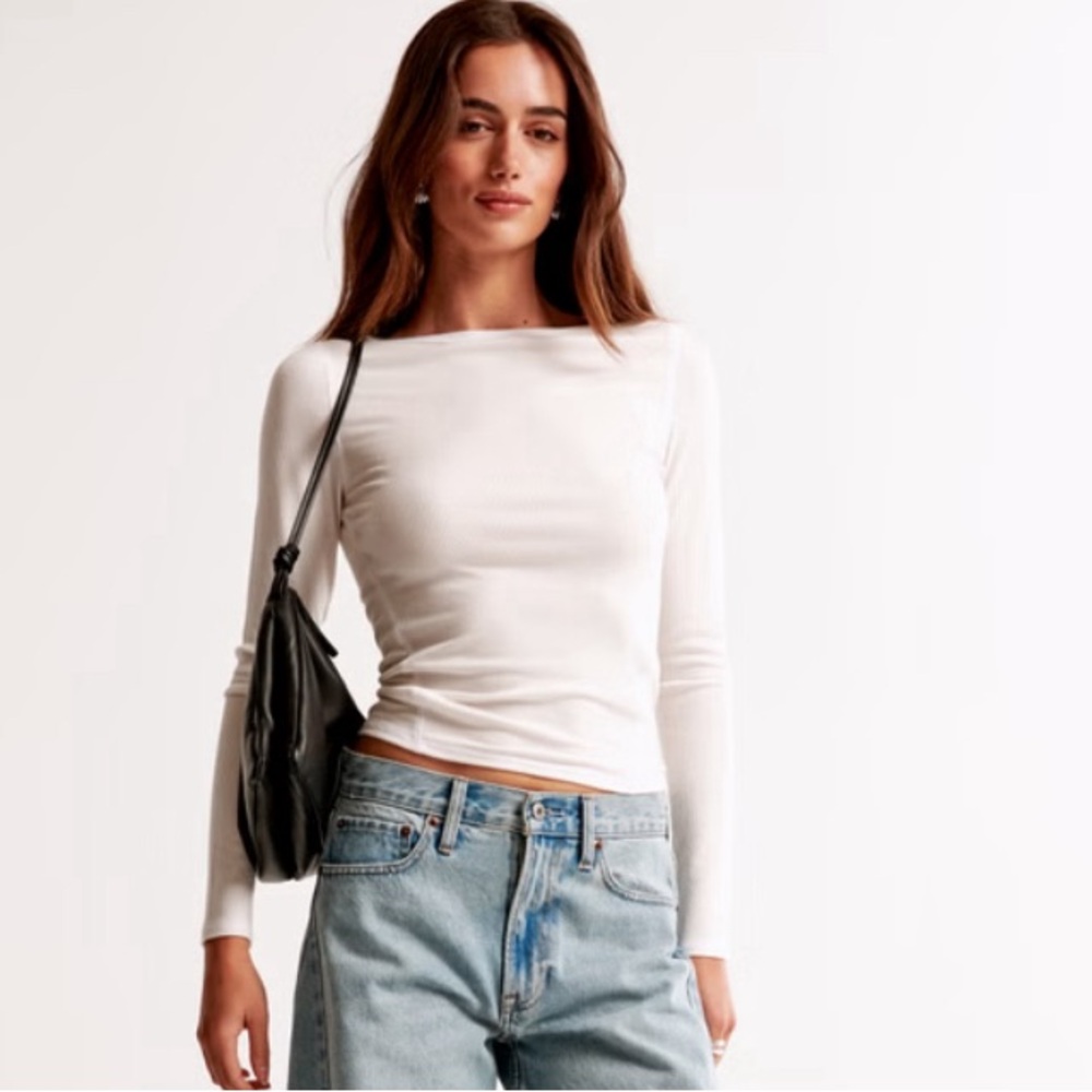 Women’s Boatneck Black Long-Sleeve Featherweight Rib Top